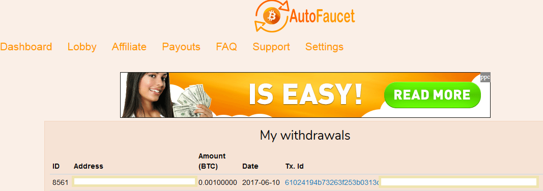 autofaucet.io performs payouts for the payments requested on Saturdays