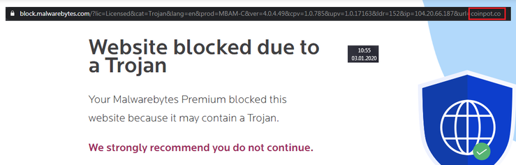 CoinPot.co - Blocked by Malwarebytes Due to TROJAN!