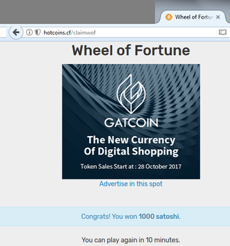 Hot Coins - Wheel of Fortune 1,000 Satoshi Reward