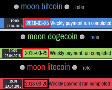 Moon Bitcoin, Dogecoin, and Litecoin - No Payments