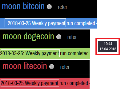 Moon Bitcoin, Dogecoin, Litecoin - Last Weekly Payments -March 25th